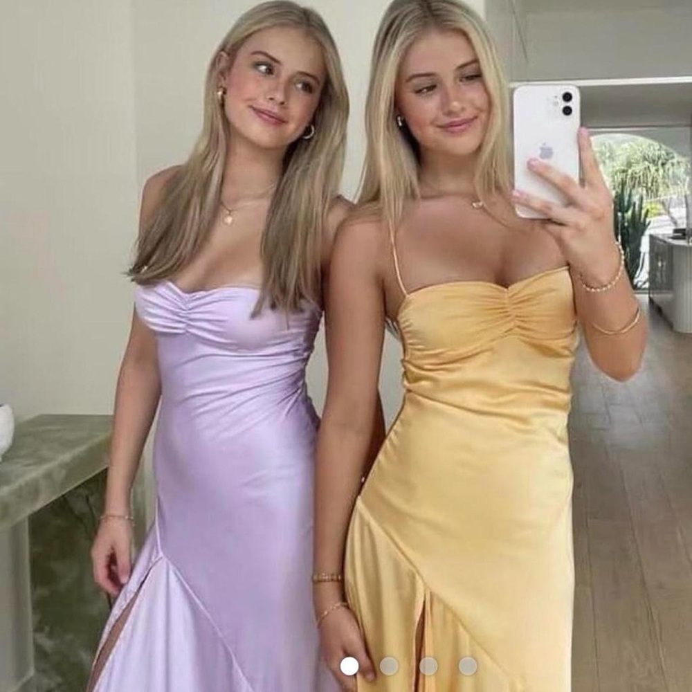 Elegant Butter Yellow Satin Formal Dress